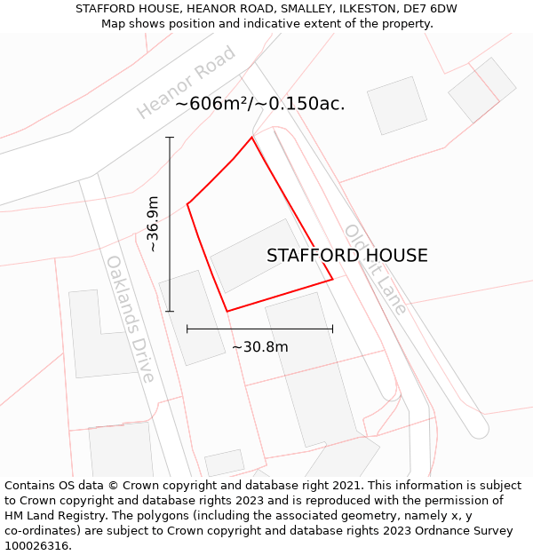 STAFFORD HOUSE, HEANOR ROAD, SMALLEY, ILKESTON, DE7 6DW: Plot and title map