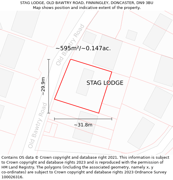 STAG LODGE, OLD BAWTRY ROAD, FINNINGLEY, DONCASTER, DN9 3BU: Plot and title map