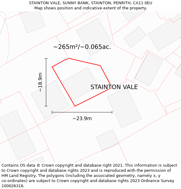 STAINTON VALE, SUNNY BANK, STAINTON, PENRITH, CA11 0EU: Plot and title map