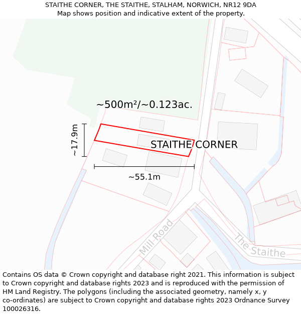 STAITHE CORNER, THE STAITHE, STALHAM, NORWICH, NR12 9DA: Plot and title map