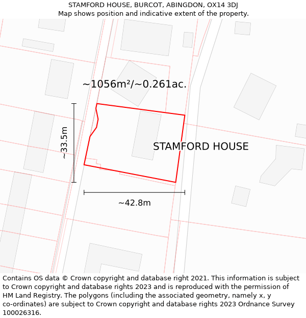 STAMFORD HOUSE, BURCOT, ABINGDON, OX14 3DJ: Plot and title map