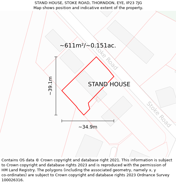 STAND HOUSE, STOKE ROAD, THORNDON, EYE, IP23 7JG: Plot and title map