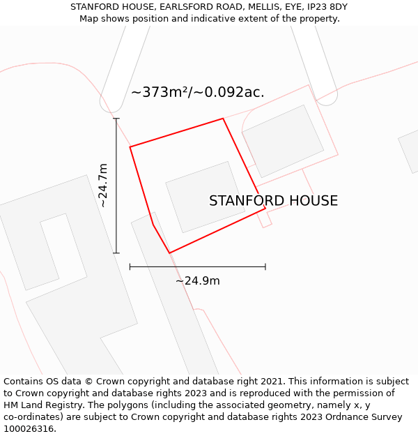 STANFORD HOUSE, EARLSFORD ROAD, MELLIS, EYE, IP23 8DY: Plot and title map