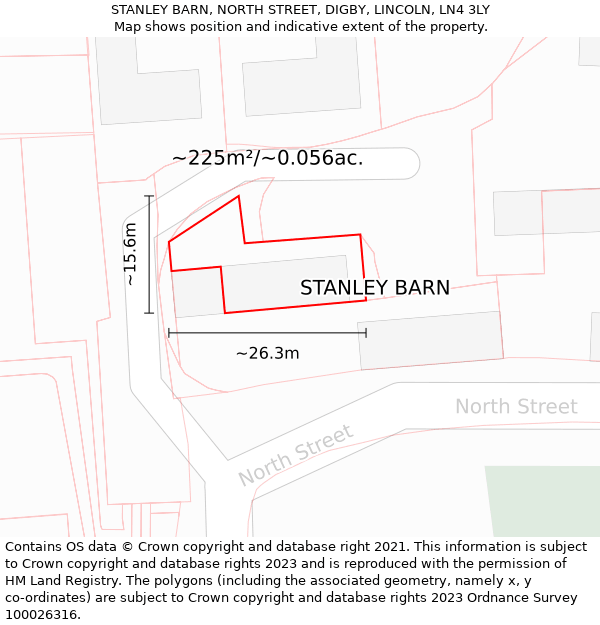 STANLEY BARN, NORTH STREET, DIGBY, LINCOLN, LN4 3LY: Plot and title map