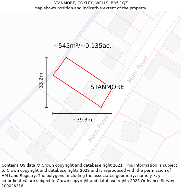 STANMORE, COXLEY, WELLS, BA5 1QZ: Plot and title map