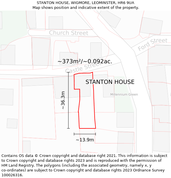 STANTON HOUSE, WIGMORE, LEOMINSTER, HR6 9UA: Plot and title map