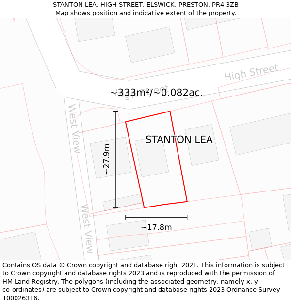 STANTON LEA, HIGH STREET, ELSWICK, PRESTON, PR4 3ZB: Plot and title map