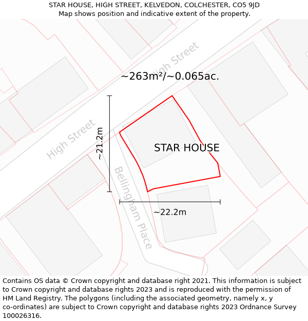 STAR HOUSE, HIGH STREET, KELVEDON, COLCHESTER, CO5 9JD: Plot and title map