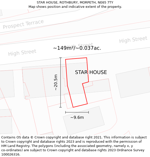 STAR HOUSE, ROTHBURY, MORPETH, NE65 7TY: Plot and title map