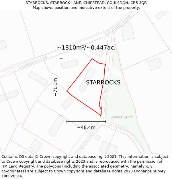 STARROCKS, STARROCK LANE, CHIPSTEAD, COULSDON, CR5 3QB: Plot and title map