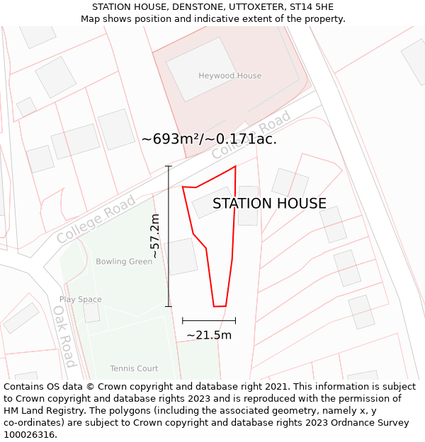 STATION HOUSE, DENSTONE, UTTOXETER, ST14 5HE: Plot and title map