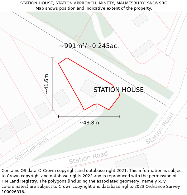 STATION HOUSE, STATION APPROACH, MINETY, MALMESBURY, SN16 9RG: Plot and title map