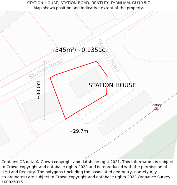 STATION HOUSE, STATION ROAD, BENTLEY, FARNHAM, GU10 5JZ: Plot and title map