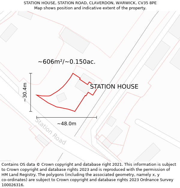 STATION HOUSE, STATION ROAD, CLAVERDON, WARWICK, CV35 8PE: Plot and title map