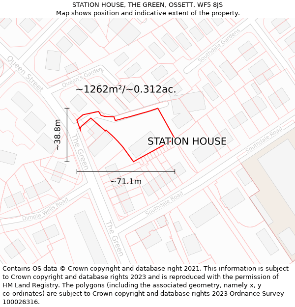 STATION HOUSE, THE GREEN, OSSETT, WF5 8JS: Plot and title map