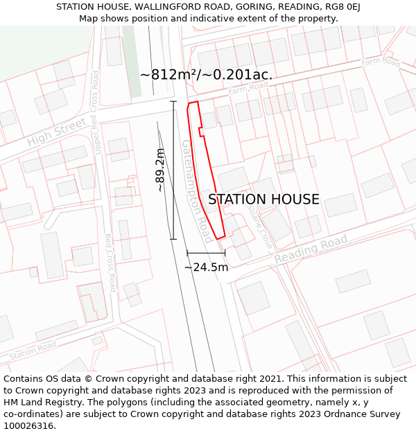 STATION HOUSE, WALLINGFORD ROAD, GORING, READING, RG8 0EJ: Plot and title map