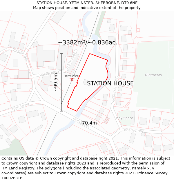 STATION HOUSE, YETMINSTER, SHERBORNE, DT9 6NE: Plot and title map