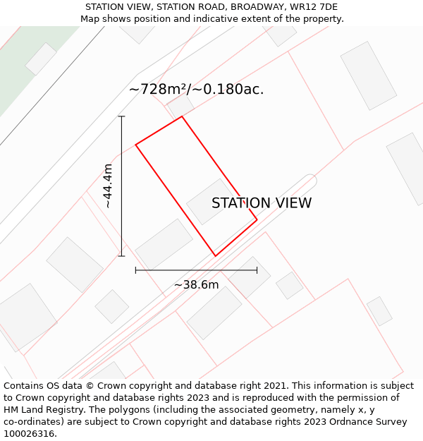 STATION VIEW, STATION ROAD, BROADWAY, WR12 7DE: Plot and title map