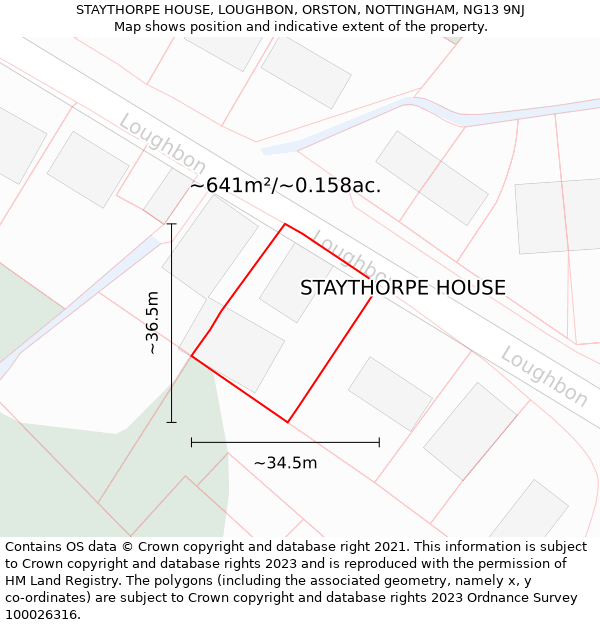 STAYTHORPE HOUSE, LOUGHBON, ORSTON, NOTTINGHAM, NG13 9NJ: Plot and title map