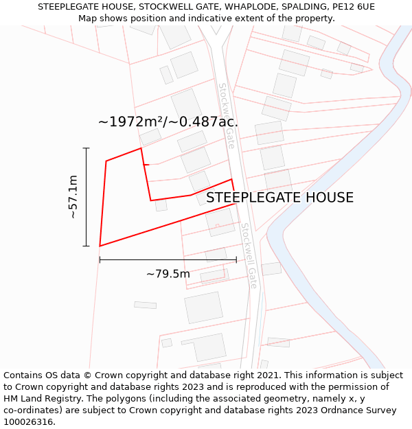 STEEPLEGATE HOUSE, STOCKWELL GATE, WHAPLODE, SPALDING, PE12 6UE: Plot and title map