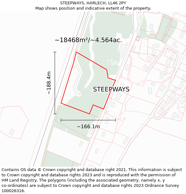 STEEPWAYS, HARLECH, LL46 2PY: Plot and title map
