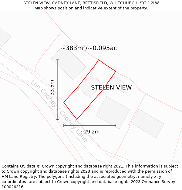 STELEN VIEW, CADNEY LANE, BETTISFIELD, WHITCHURCH, SY13 2LW: Plot and title map