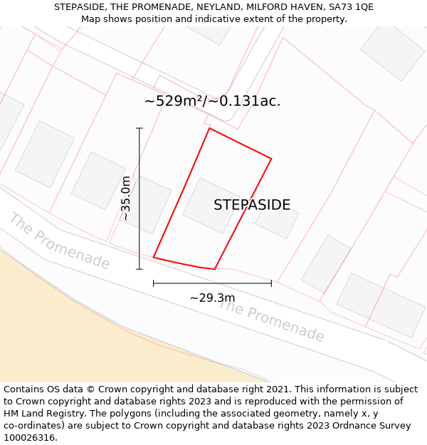 STEPASIDE, THE PROMENADE, NEYLAND, MILFORD HAVEN, SA73 1QE: Plot and title map