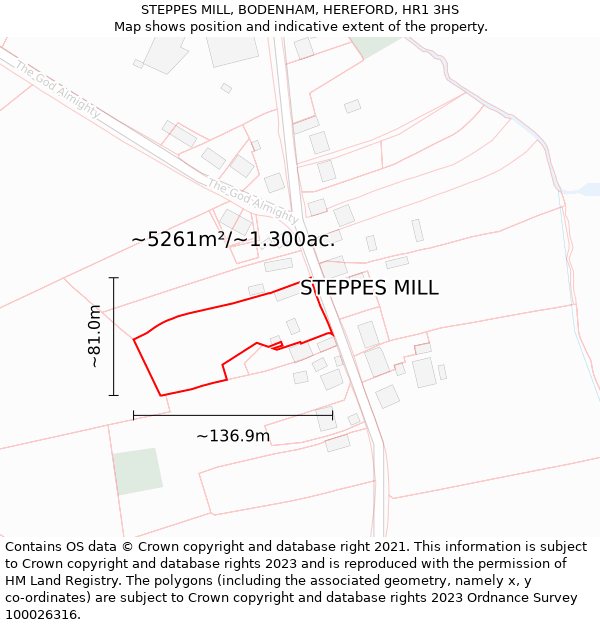 STEPPES MILL, BODENHAM, HEREFORD, HR1 3HS: Plot and title map