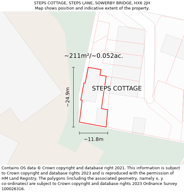 STEPS COTTAGE, STEPS LANE, SOWERBY BRIDGE, HX6 2JH: Plot and title map