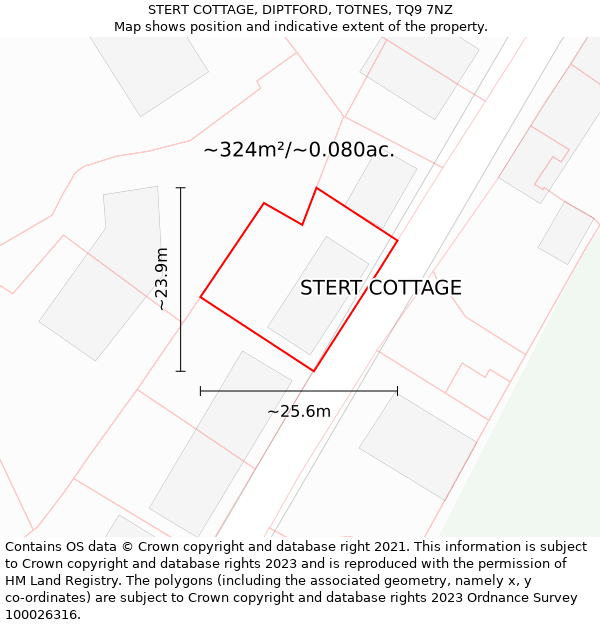 STERT COTTAGE, DIPTFORD, TOTNES, TQ9 7NZ: Plot and title map