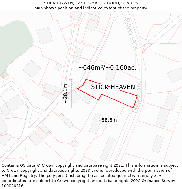 STICK HEAVEN, EASTCOMBE, STROUD, GL6 7DN: Plot and title map