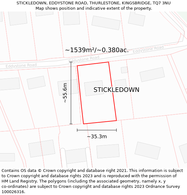 STICKLEDOWN, EDDYSTONE ROAD, THURLESTONE, KINGSBRIDGE, TQ7 3NU: Plot and title map
