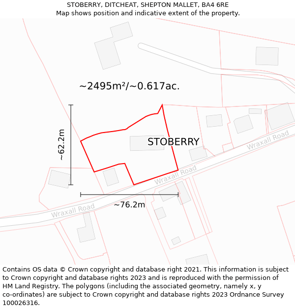 STOBERRY, DITCHEAT, SHEPTON MALLET, BA4 6RE: Plot and title map