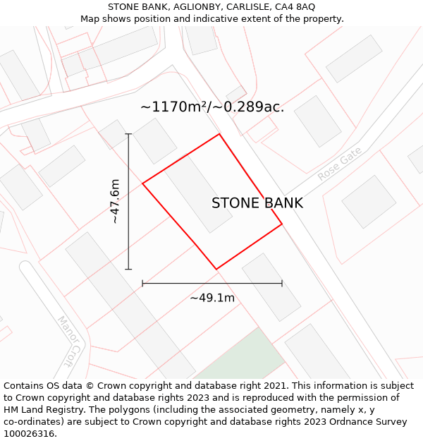 STONE BANK, AGLIONBY, CARLISLE, CA4 8AQ: Plot and title map