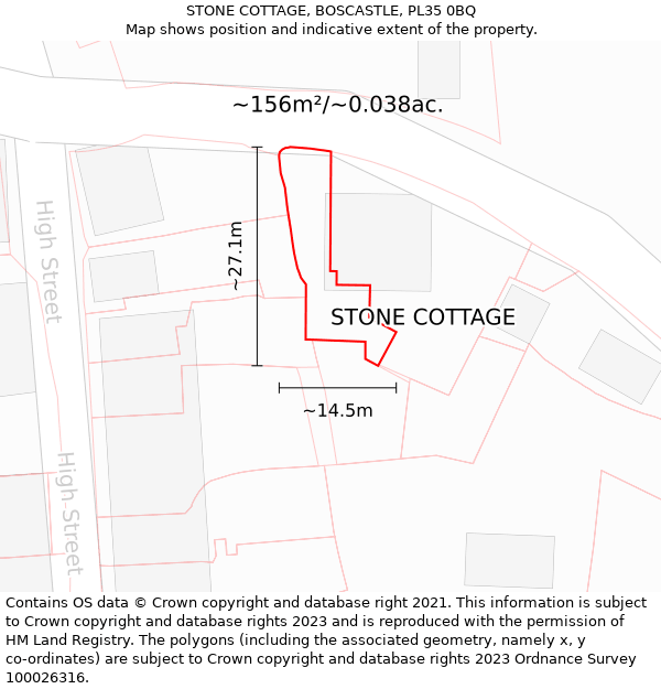 STONE COTTAGE, BOSCASTLE, PL35 0BQ: Plot and title map