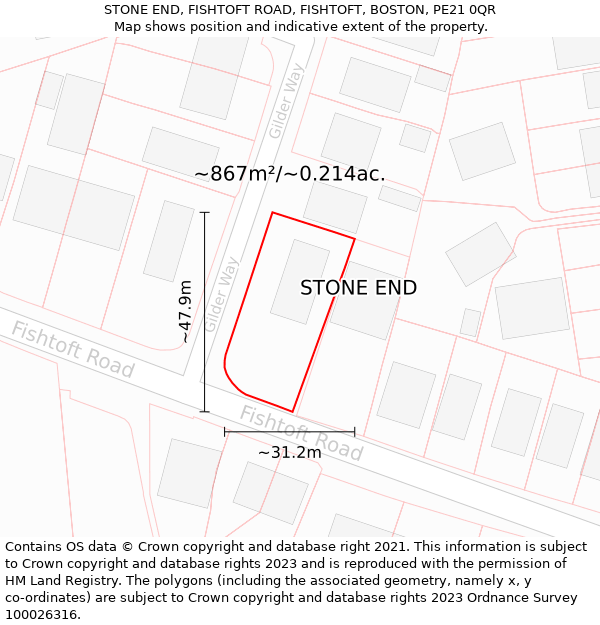 STONE END, FISHTOFT ROAD, FISHTOFT, BOSTON, PE21 0QR: Plot and title map