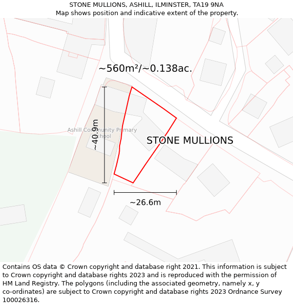 STONE MULLIONS, ASHILL, ILMINSTER, TA19 9NA: Plot and title map