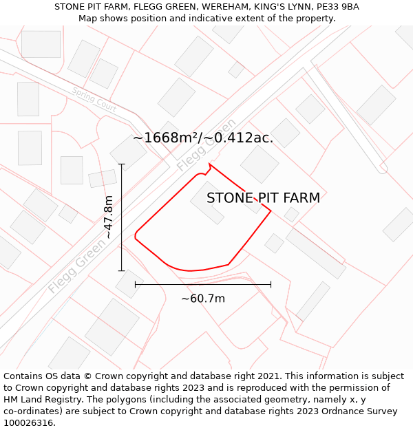 STONE PIT FARM, FLEGG GREEN, WEREHAM, KING'S LYNN, PE33 9BA: Plot and title map