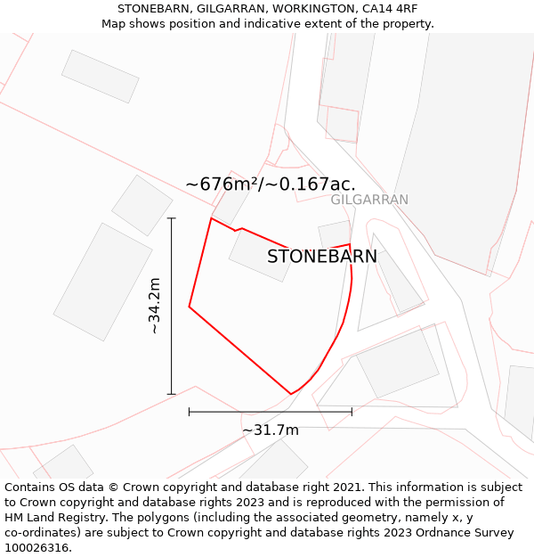 STONEBARN, GILGARRAN, WORKINGTON, CA14 4RF: Plot and title map