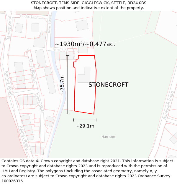 STONECROFT, TEMS SIDE, GIGGLESWICK, SETTLE, BD24 0BS: Plot and title map