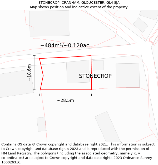 STONECROP, CRANHAM, GLOUCESTER, GL4 8JA: Plot and title map