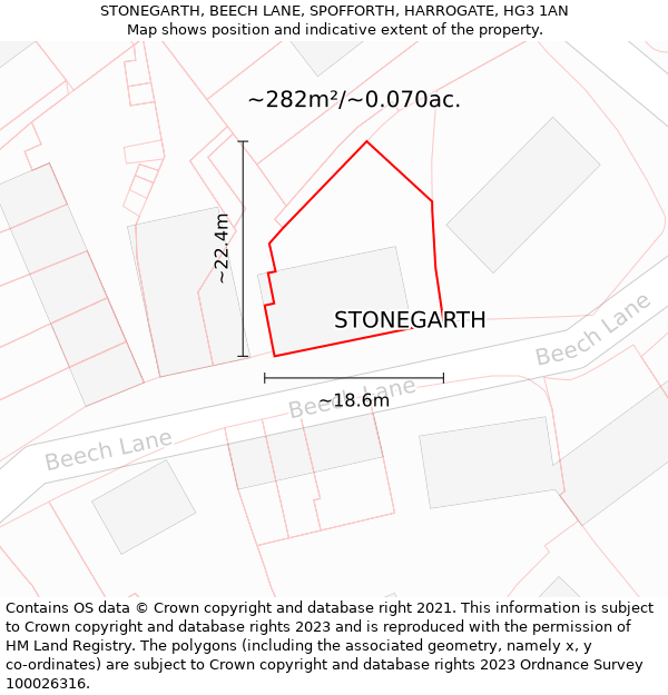 STONEGARTH, BEECH LANE, SPOFFORTH, HARROGATE, HG3 1AN: Plot and title map