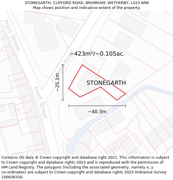 STONEGARTH, CLIFFORD ROAD, BRAMHAM, WETHERBY, LS23 6RN: Plot and title map