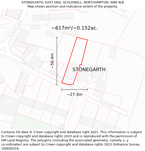 STONEGARTH, EAST END, SCALDWELL, NORTHAMPTON, NN6 9LB: Plot and title map