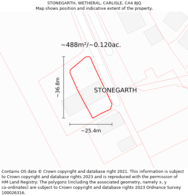 STONEGARTH, WETHERAL, CARLISLE, CA4 8JQ: Plot and title map