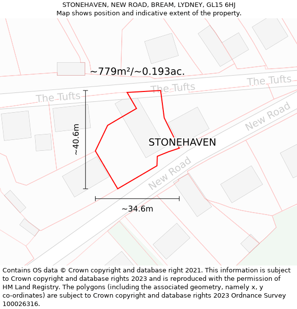 STONEHAVEN, NEW ROAD, BREAM, LYDNEY, GL15 6HJ: Plot and title map