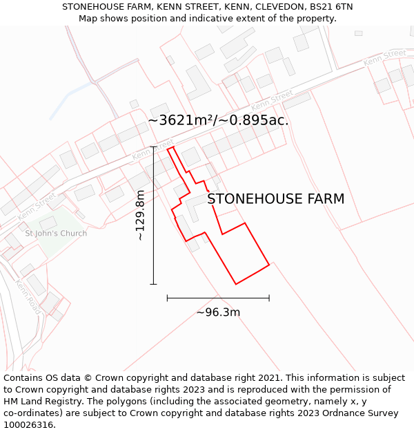 STONEHOUSE FARM, KENN STREET, KENN, CLEVEDON, BS21 6TN: Plot and title map