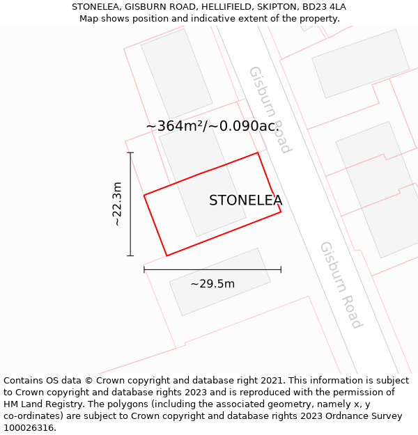 STONELEA, GISBURN ROAD, HELLIFIELD, SKIPTON, BD23 4LA: Plot and title map