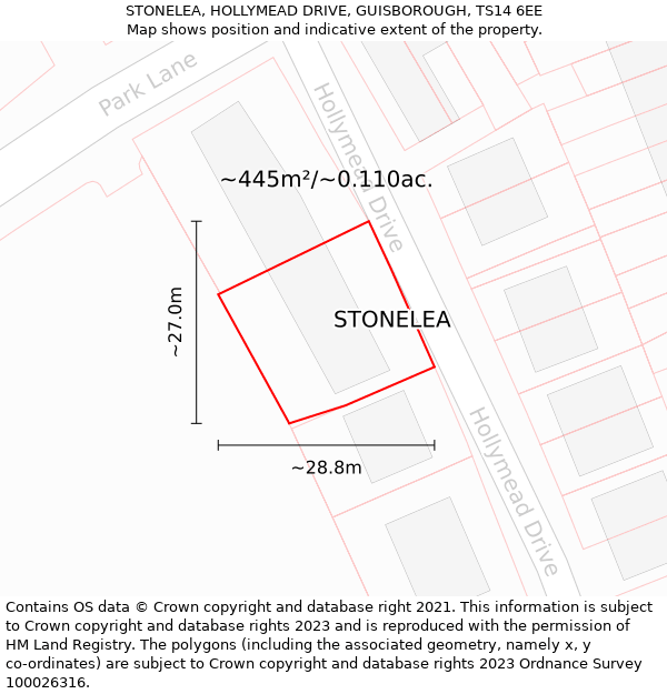 STONELEA, HOLLYMEAD DRIVE, GUISBOROUGH, TS14 6EE: Plot and title map