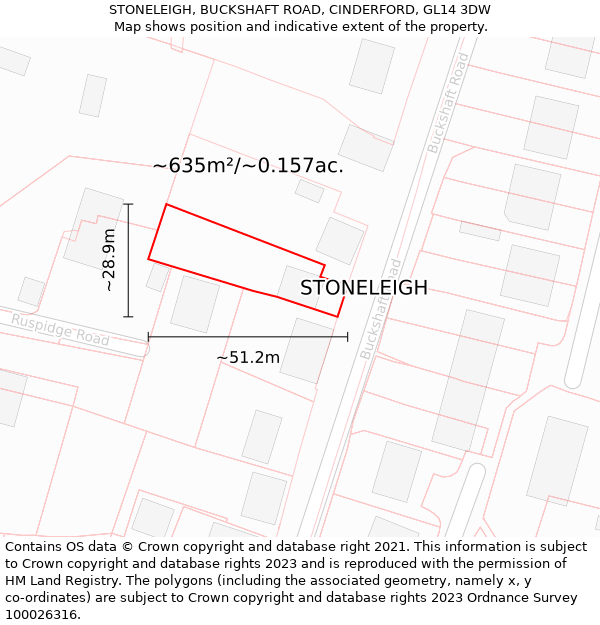 STONELEIGH, BUCKSHAFT ROAD, CINDERFORD, GL14 3DW: Plot and title map